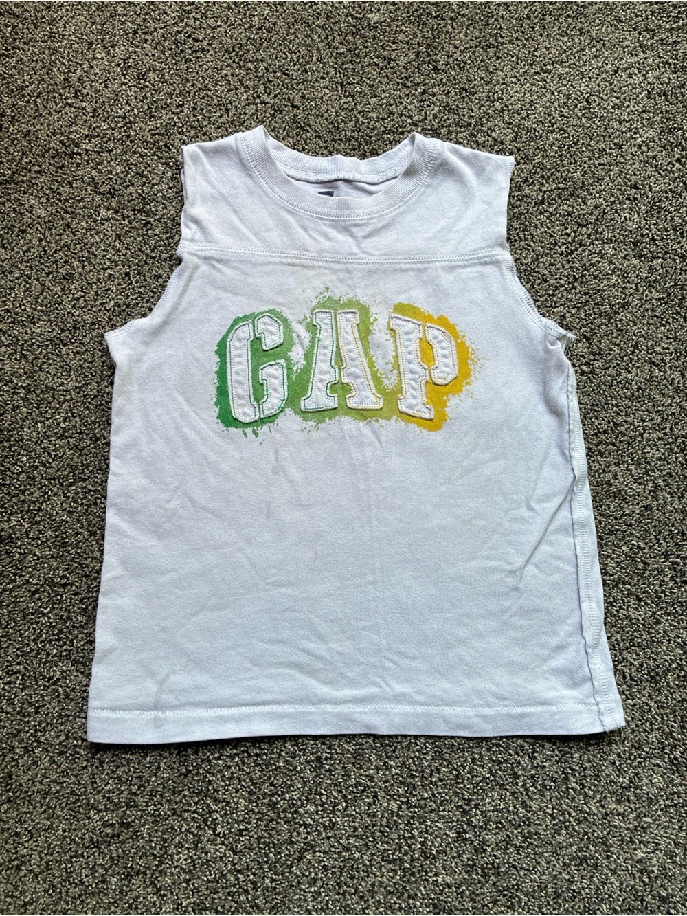 Gap Toddler Boy Green, Yellow, White Logo Tank Top, Size 4